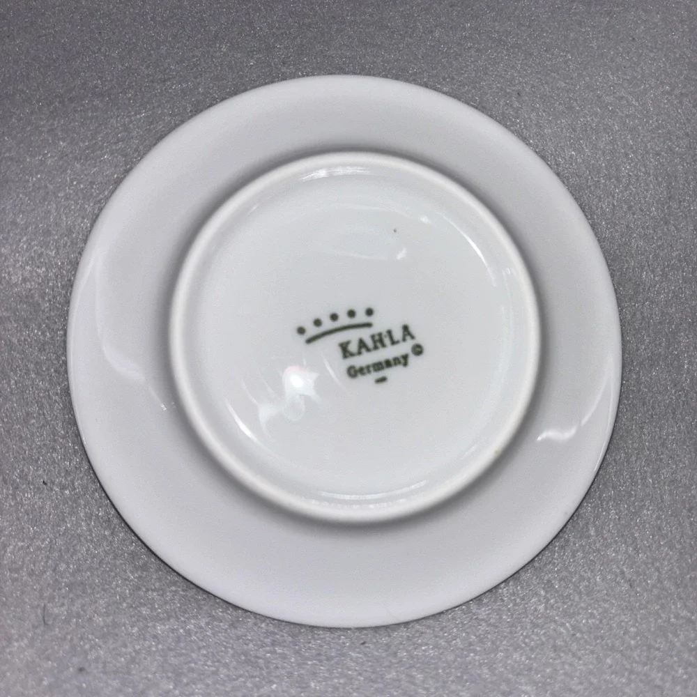 Kahla Germany  Demitasse Espresso Cups & Saucers Brown White Green 3‎ Sets EUC